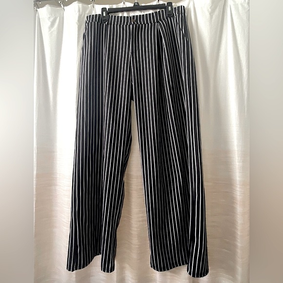GloryStar Wide Leg Pinstripe stretch back slacks Trouser Pants XXL fit like L/XL - Picture 4 of 11